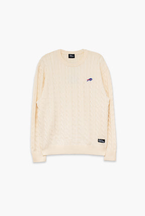 Buffalo Bills Fanleisure Micro Logo Knit Sweater - Ivory