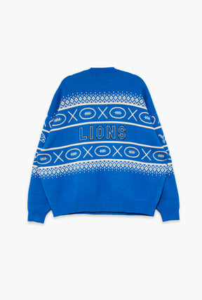 Detroit Lions Vintage Clubhouse Fairisle Knit Sweater - Royal