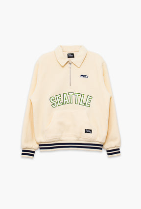Seattle Seahawks Sport Through Texture Fleece 1/4 Zip - Ivory