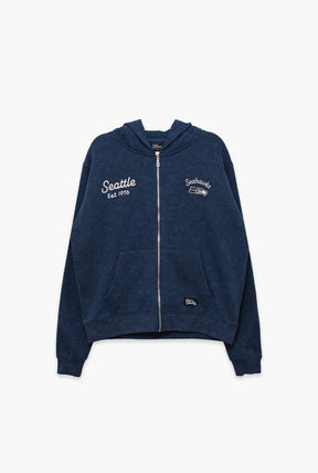 Seattle Seahawks Sport Through Texture Heavyweight Full Zip Hoodie - Navy