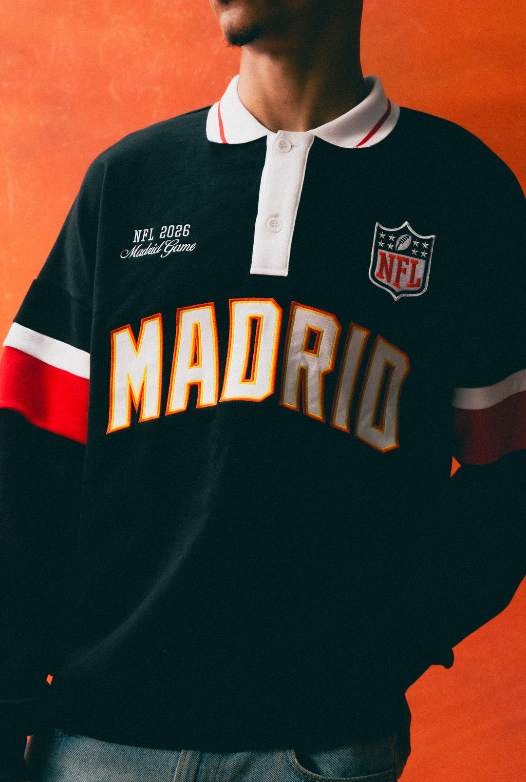 NFL Madrid Oversized Rugby - Black / Red
