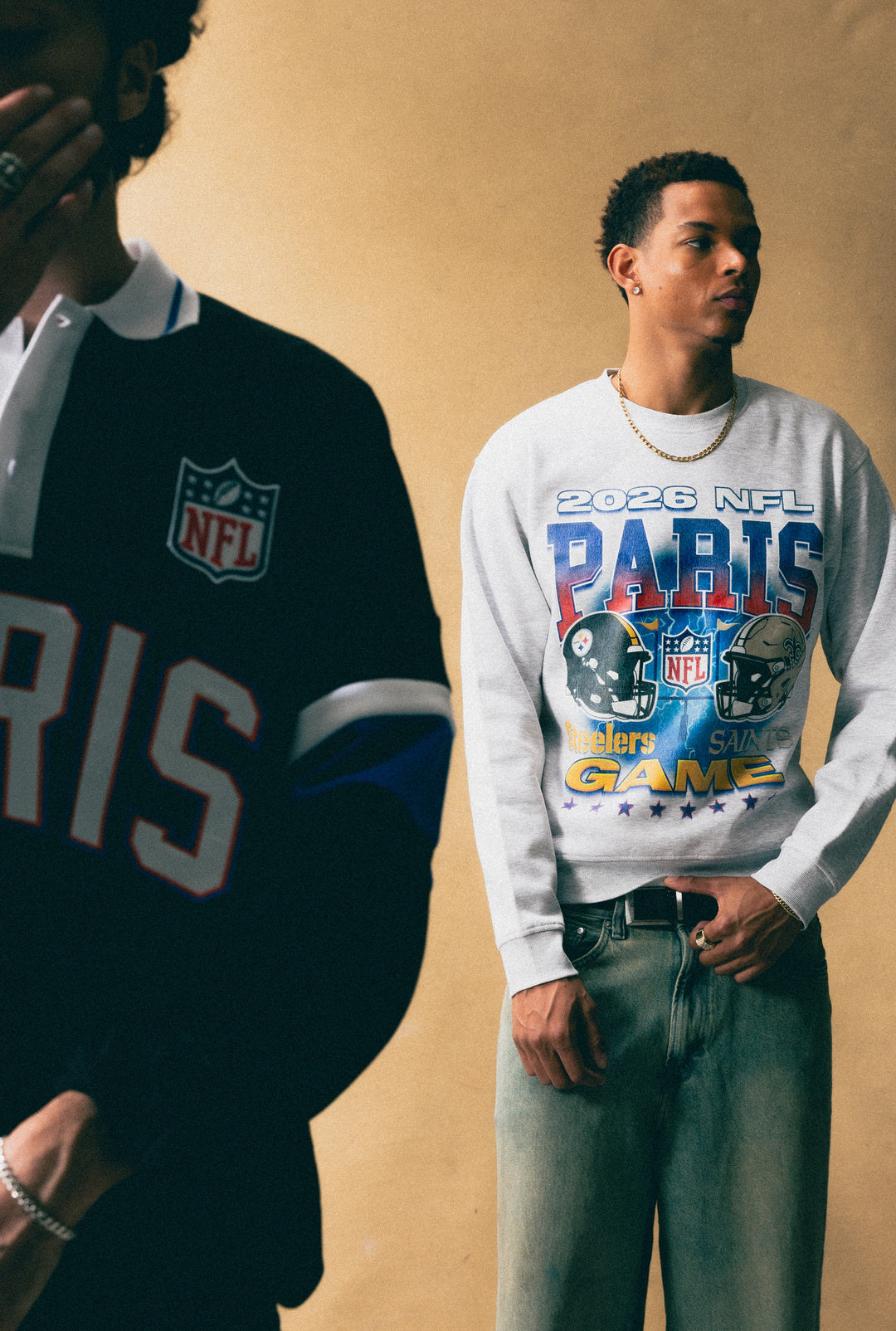 Pittsburgh Steelers vs. New Orleans Saints Paris Crewneck - Ash