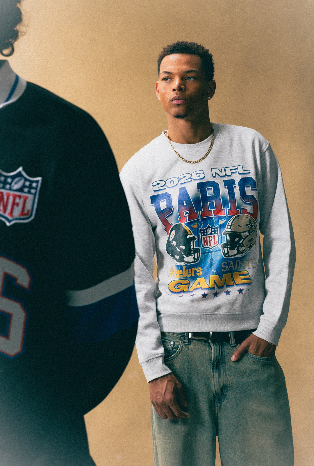 Pittsburgh Steelers vs. New Orleans Saints Paris Crewneck - Ash