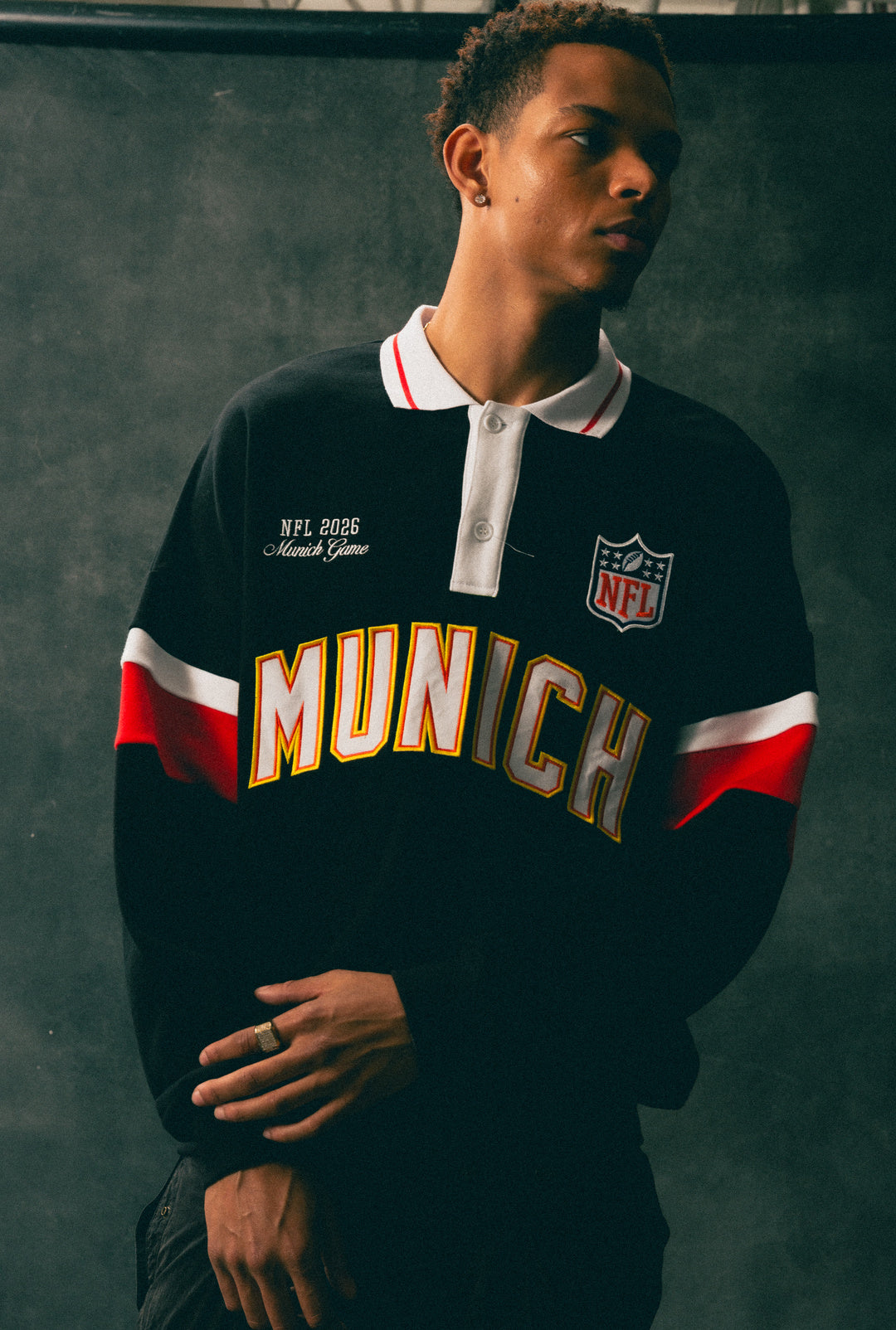 NFL Munich Oversized Rugby - Black / Red