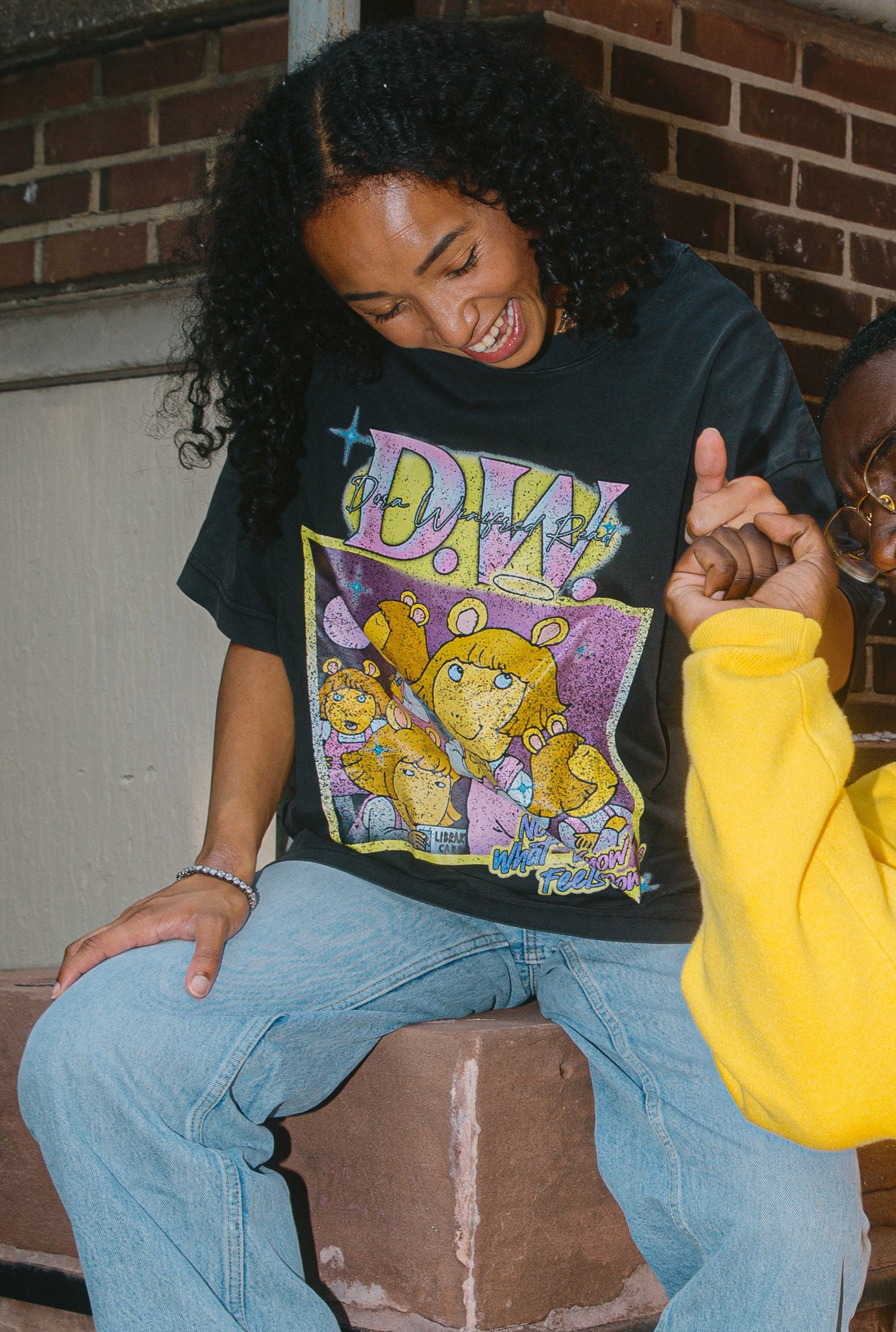 P/C x Arthur D.W. Graphic Heavyweight Garment Dyed T-Shirt - Black