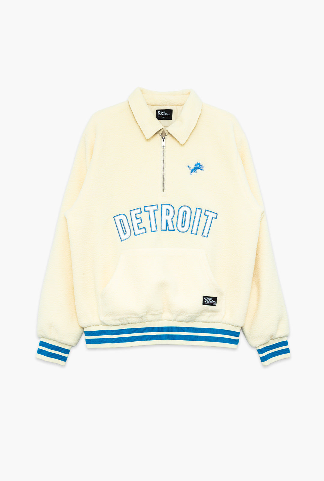 Detroit Lions Sport Through Texture Fleece 1/4 Zip - Ivory