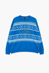 Detroit Lions Vintage Clubhouse Fairisle Knit Sweater - Royal