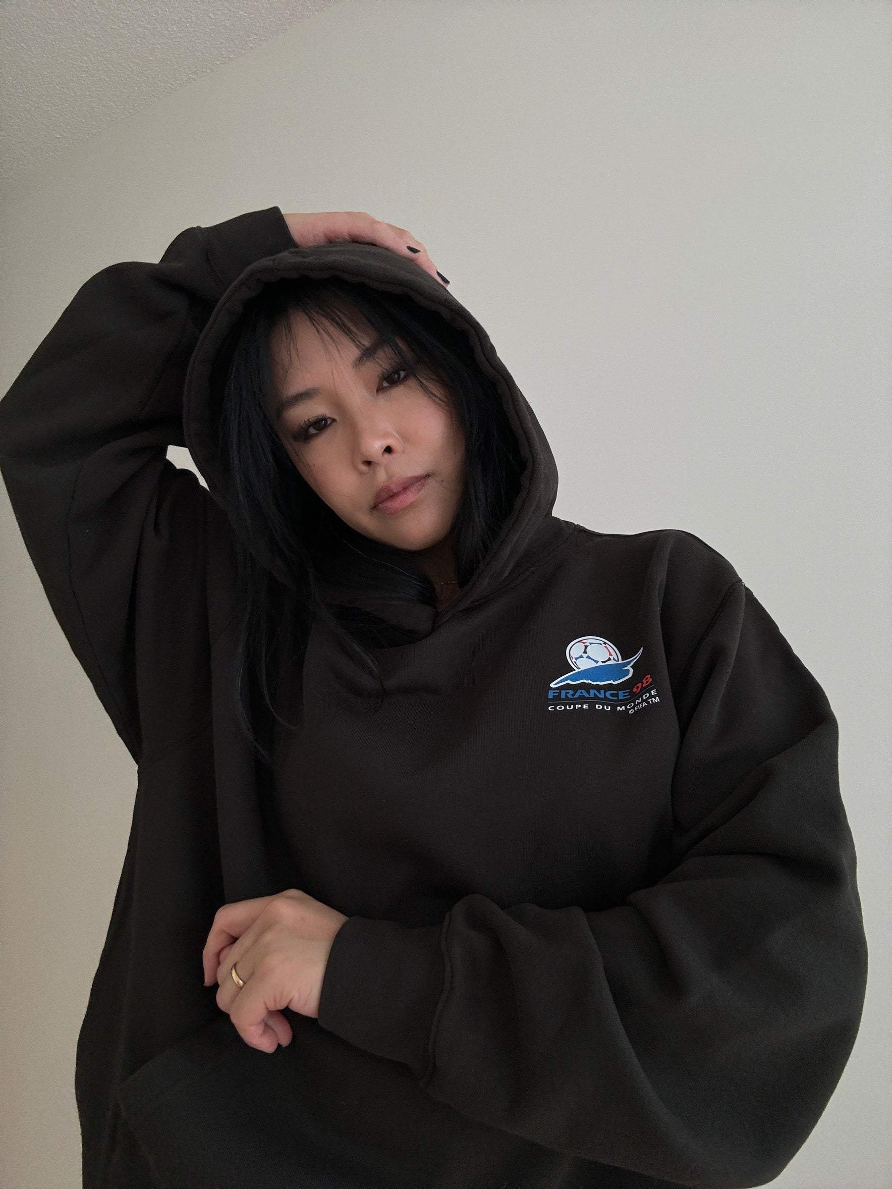 Sweat à capuche épais Coupe du Monde FIFA France '98 - Noir