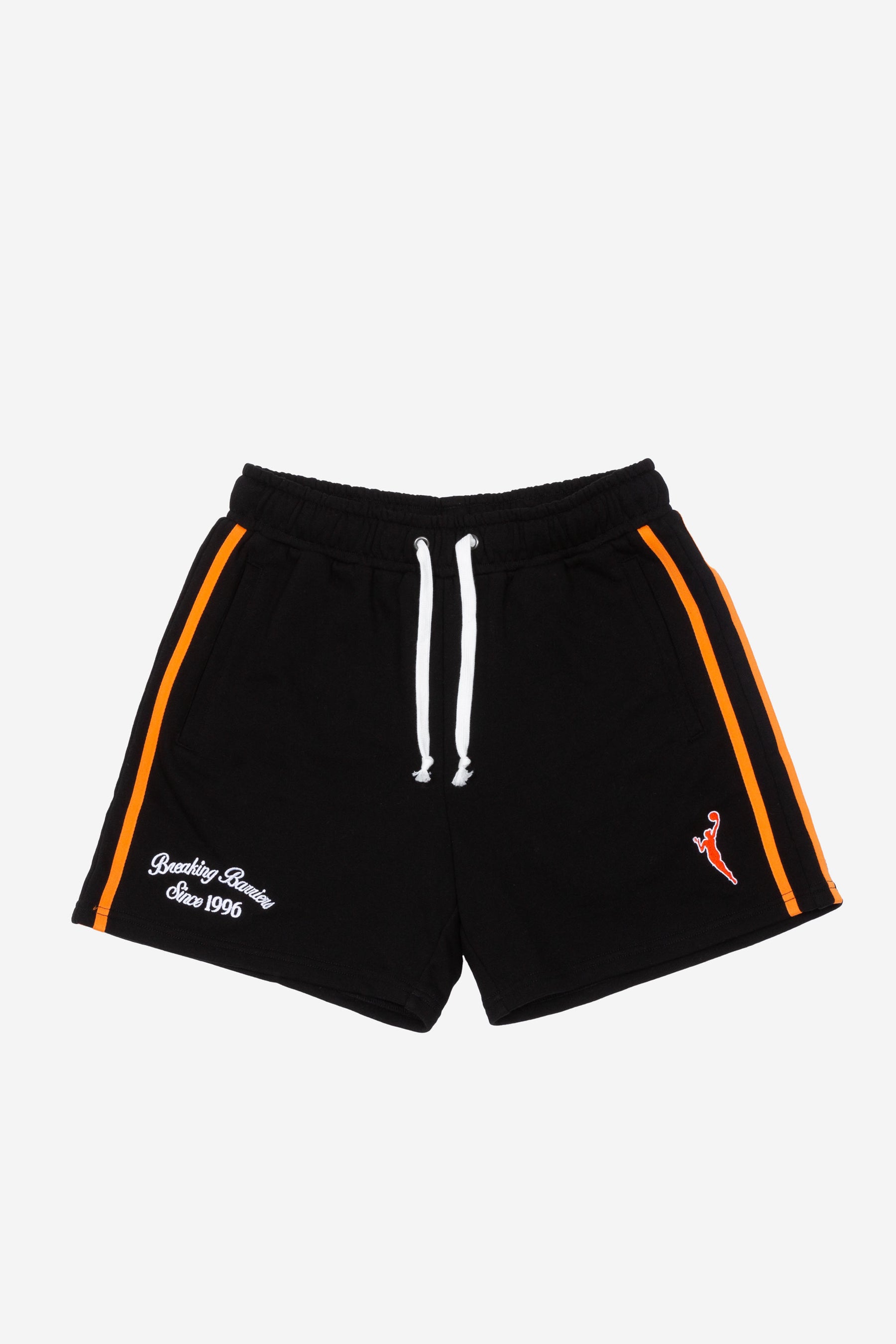 WNBA Striped Fleece Shorts - Black / Fire Orange