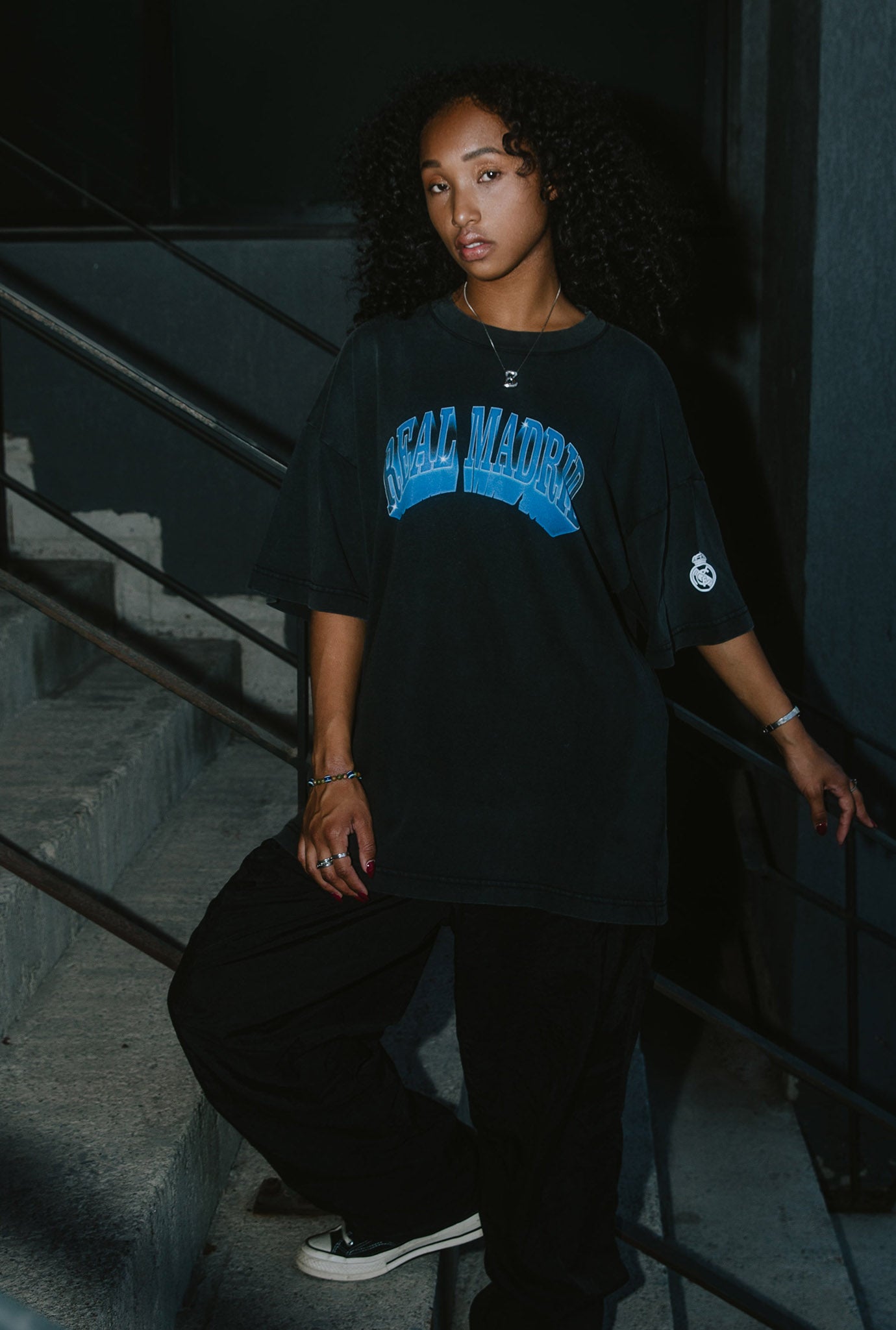 Real Madrid Graffiti Heavyweight Garment Dyed T-Shirt - Black