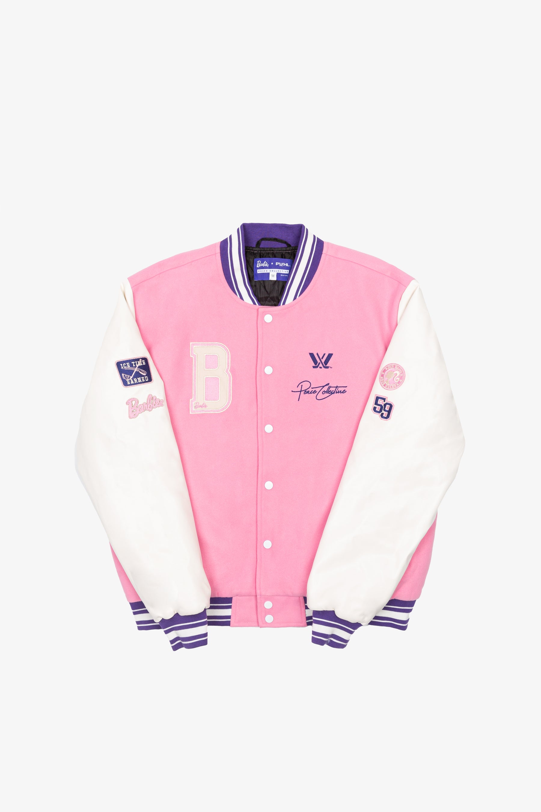 Barbie x PWHL Letterman Jacket - Pink / Ivory