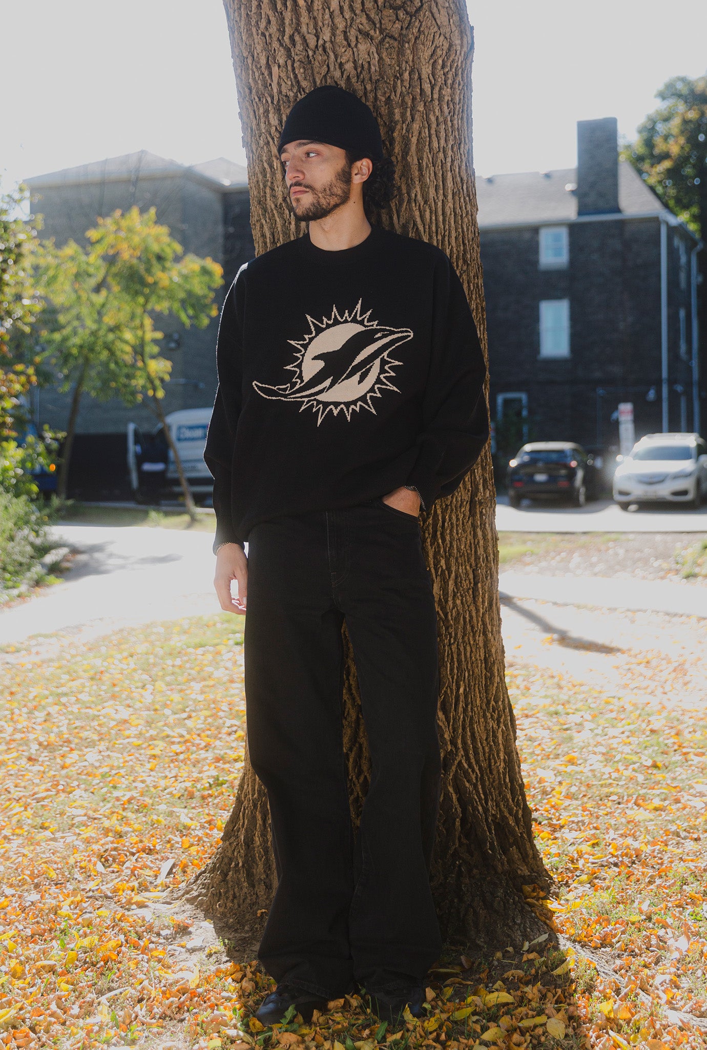 Miami Dolphins Knit Sweater - Black