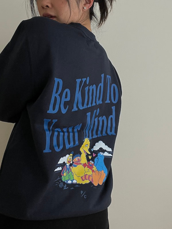 Be Kind To Your Mind Rundhalspullover - Marineblau