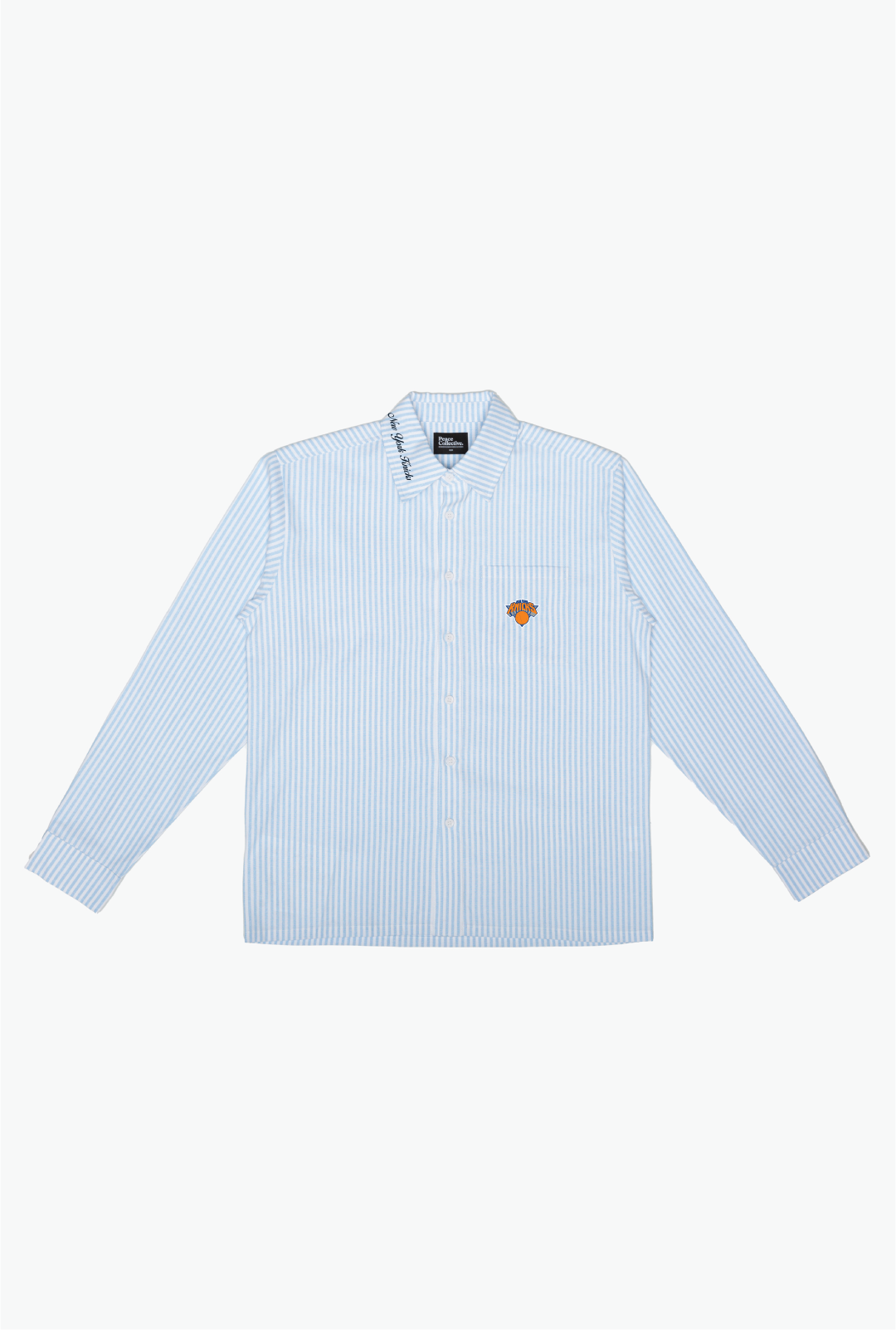 New York Knicks Long Sleeve Poplin Shirt - White / Blue