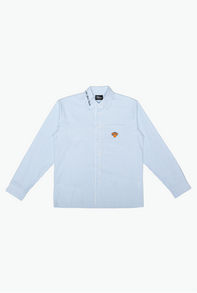 New York Knicks Long Sleeve Poplin Shirt - White / Blue