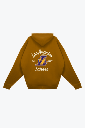 Los Angeles Lakers Fanleisure Heavyweight Hoodie - Washed Brown