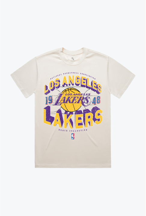 Los Angeles Lakers Court Premium T-Shirt - Ivory