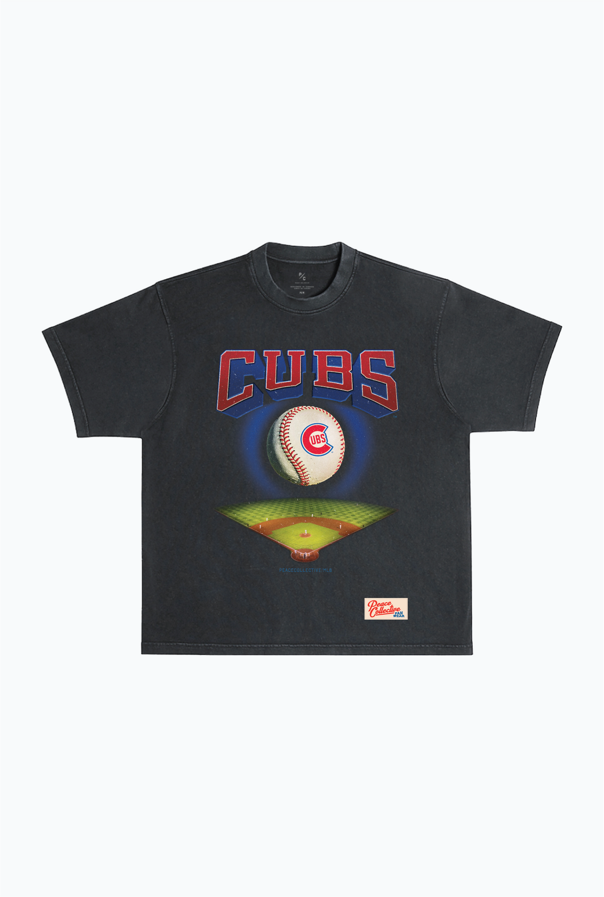 Chicago Cubs Field Heavyweight Garment Dyed T-Shirt - Black
