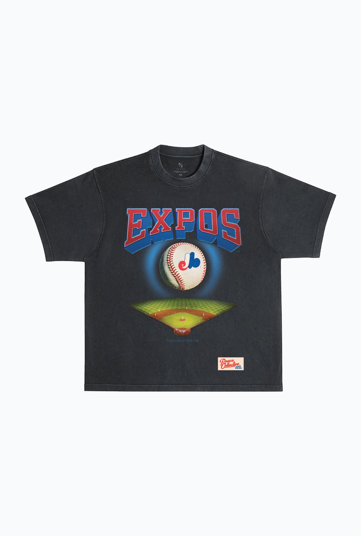 Montreal Expos Field Heavyweight Garment Dyed T-Shirt - Black