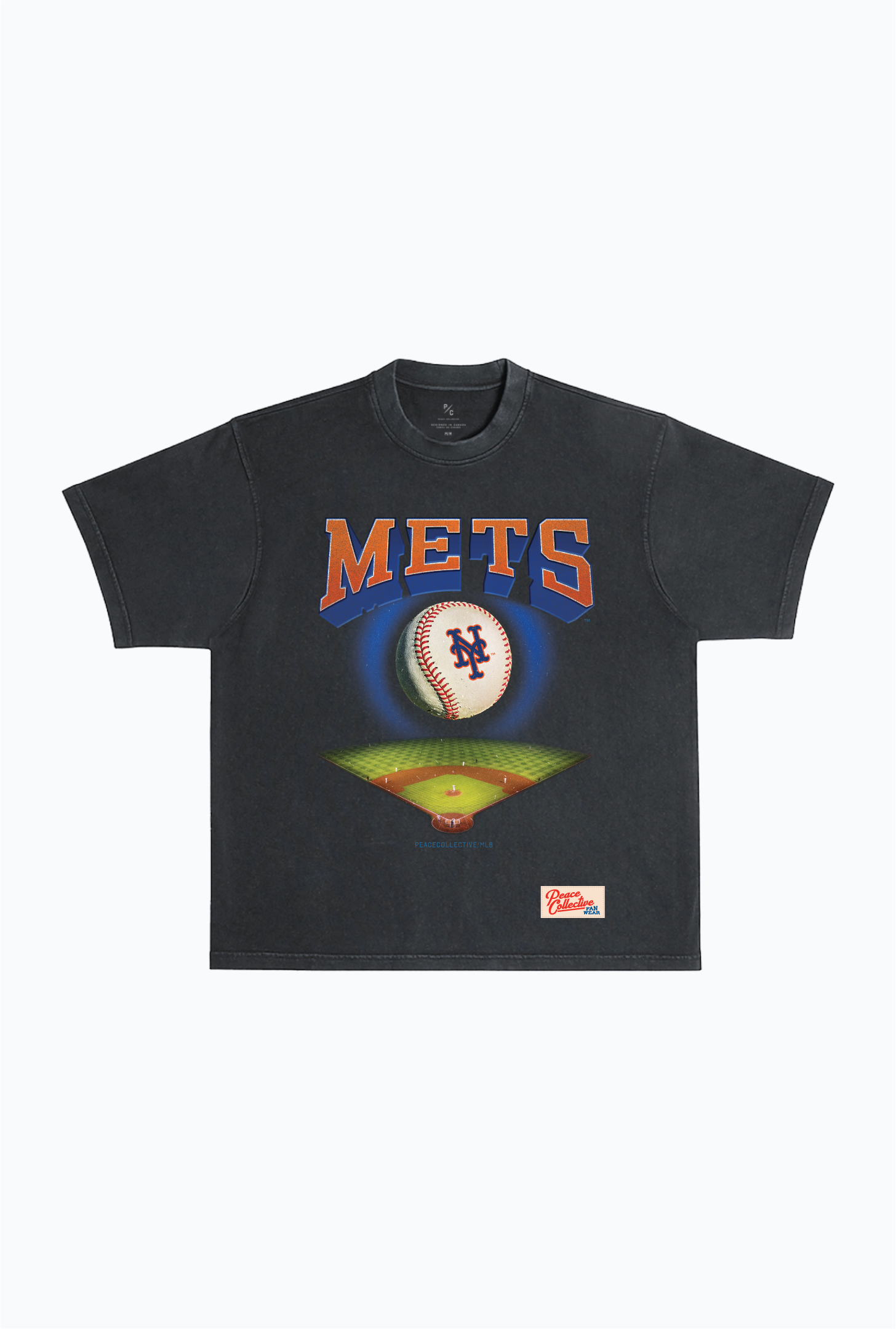 New York Mets Field Heavyweight Garment Dyed T-Shirt - Black