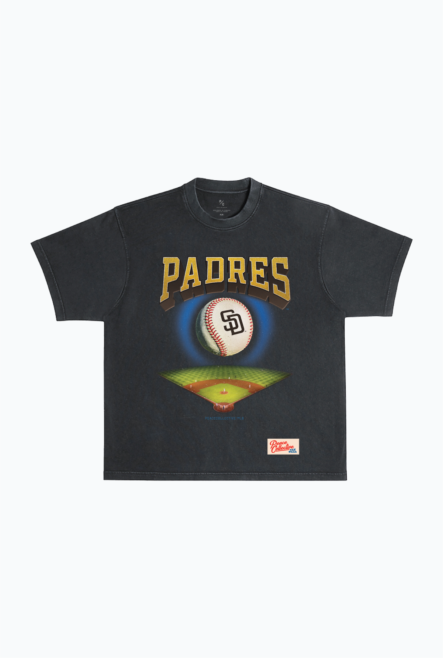 San Diego Padres Field Heavyweight Garment Dyed T-Shirt - Black