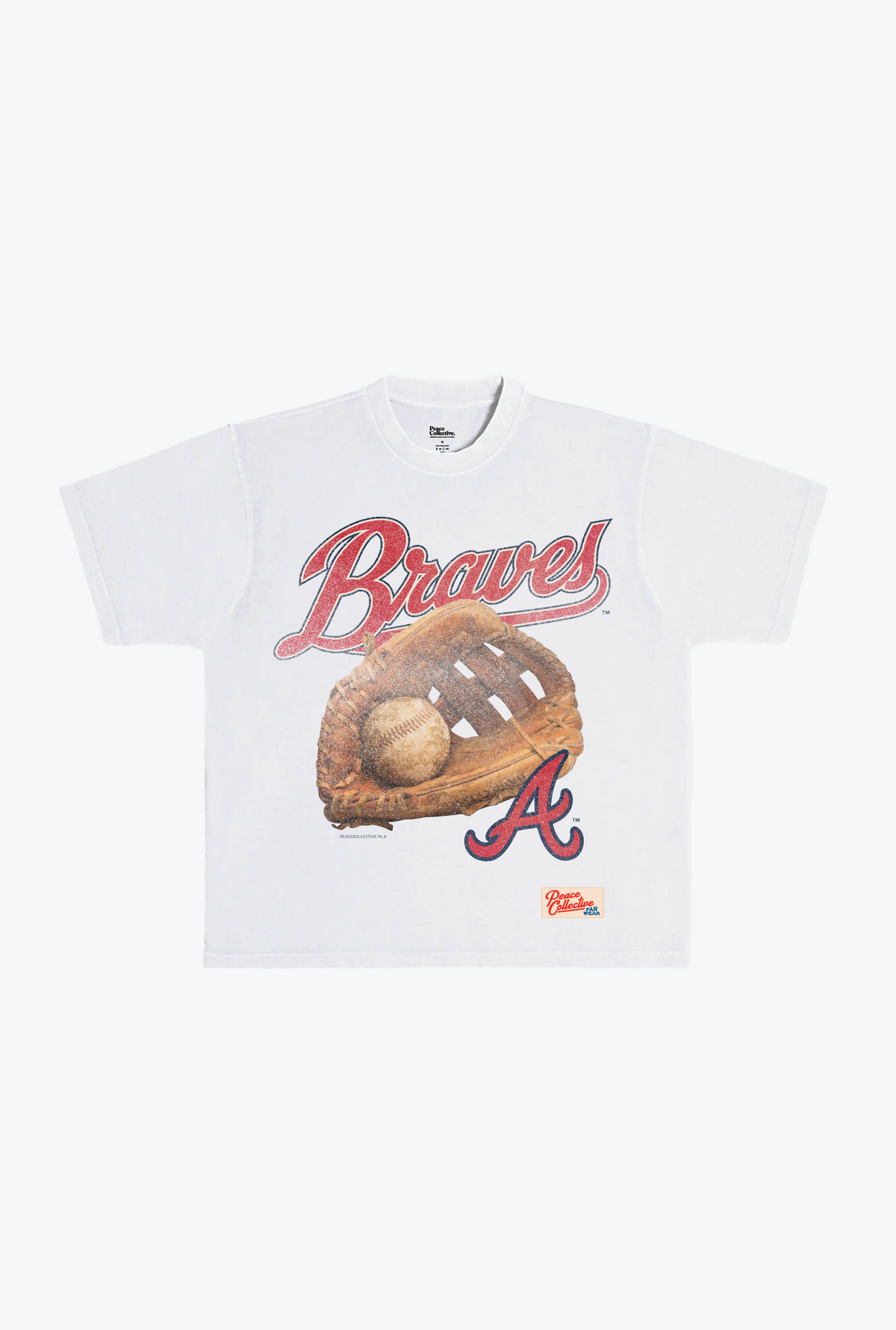 Atlanta Braves Glove Vintage  Heavyweight T-Shirt - White