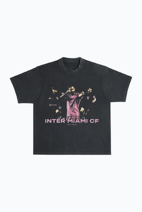 Lionel Messi Vintage Heavyweight Garment Dyed T-Shirt - Black