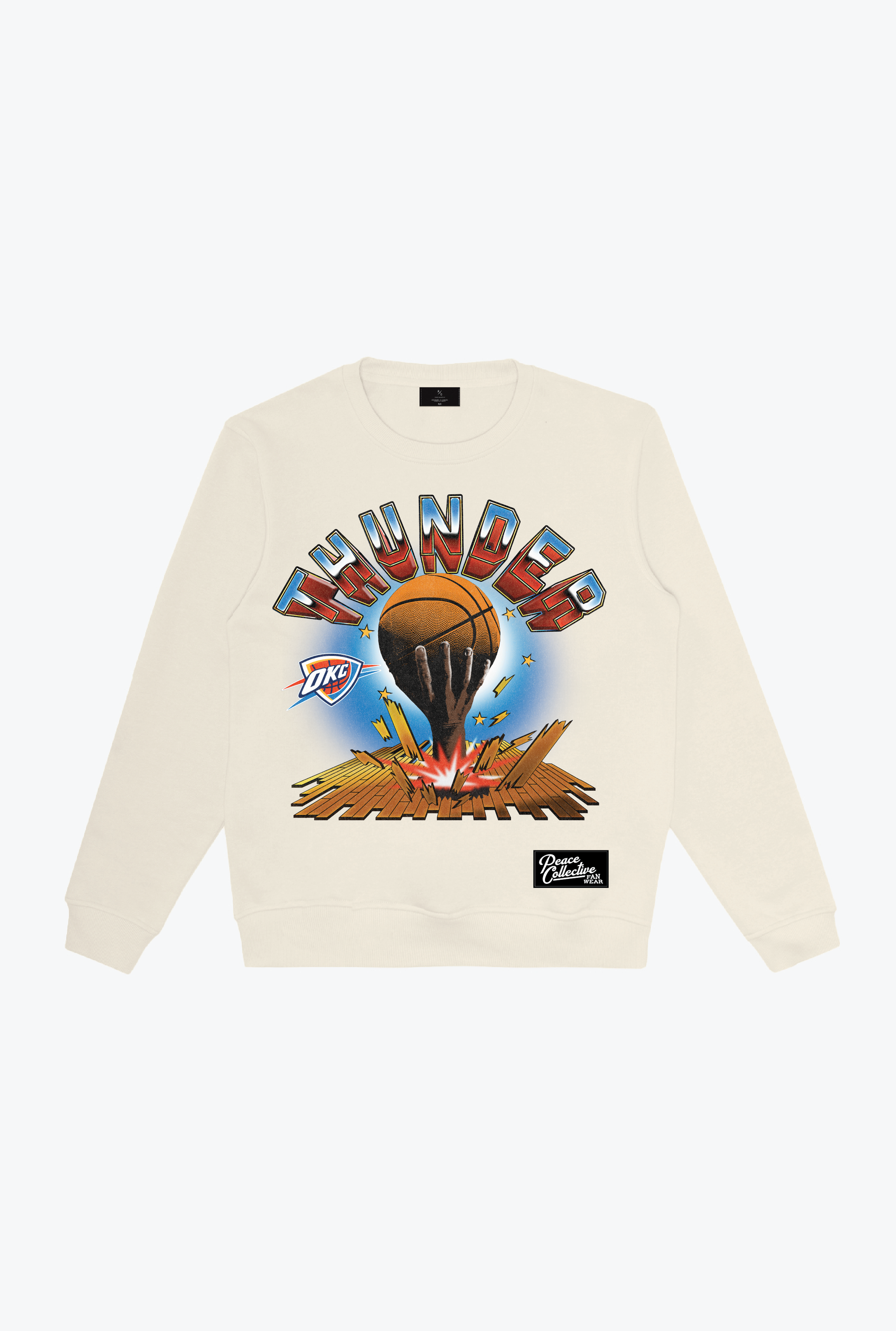 Oklahoma City Thunder Vintage Clubhouse: Break through Crewneck - Ivory