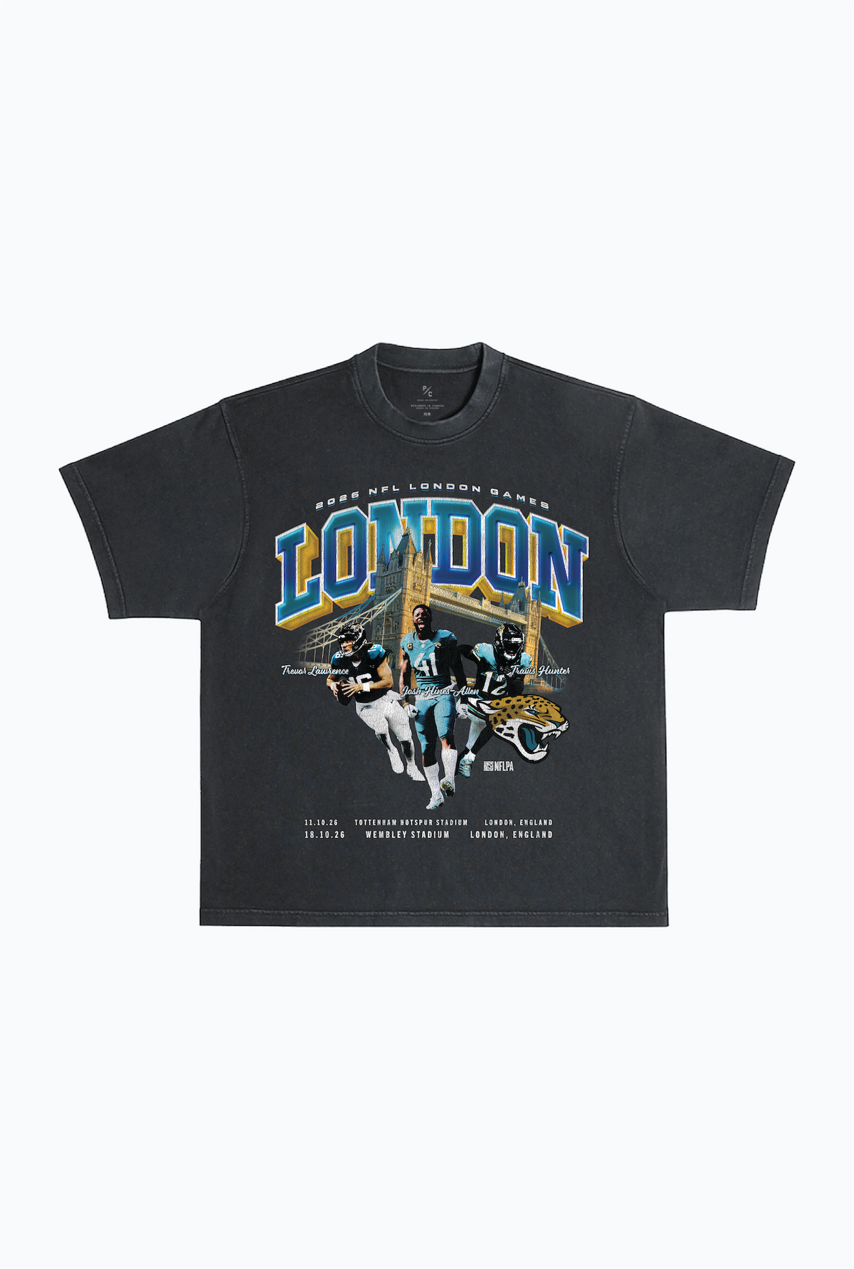 Jacksonville Jaguars London Heavyweight Garment Dyed T-Shirt - Black