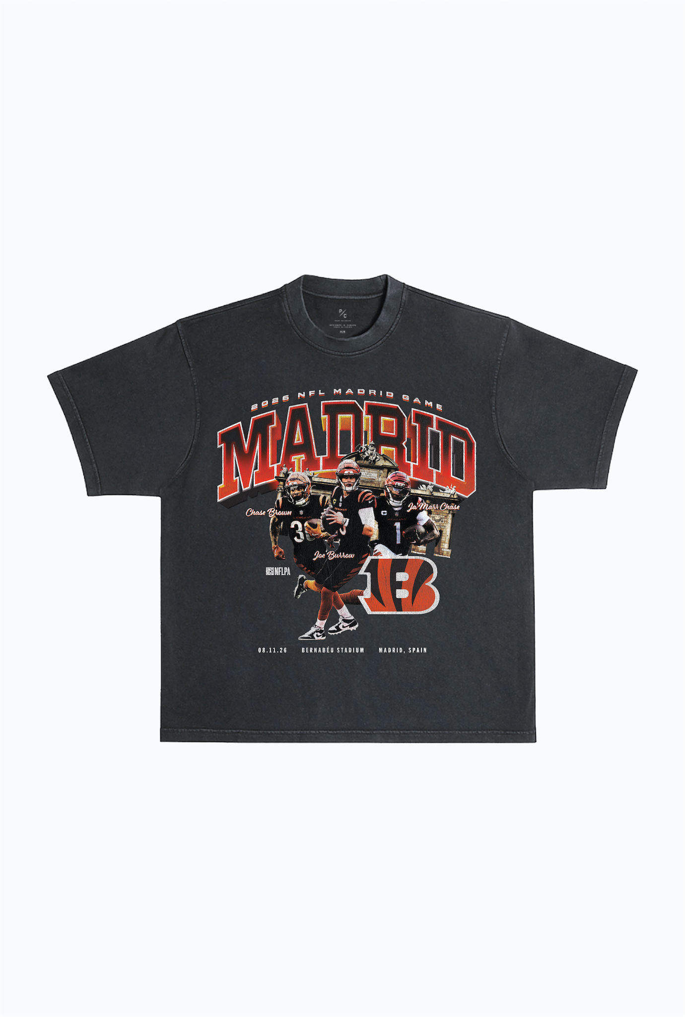 Cincinnati Bengals Madrid Heavyweight Garment Dyed T-Shirt - Black