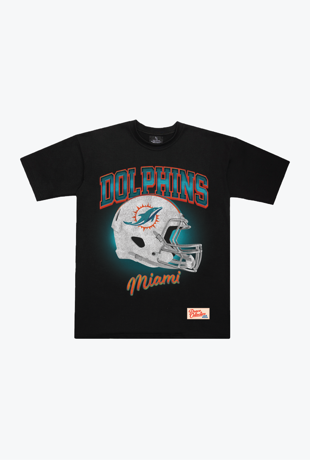 Miami Dolphins Photorealistic Vintage Heavyweight T-Shirt - Black