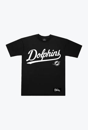Miami Dolphins Script Heavyweight T-Shirt - Black