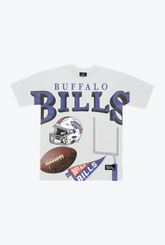 Buffalo Bills Vintage Clubhouse Oversized Print Heavyweight T-Shirt - White