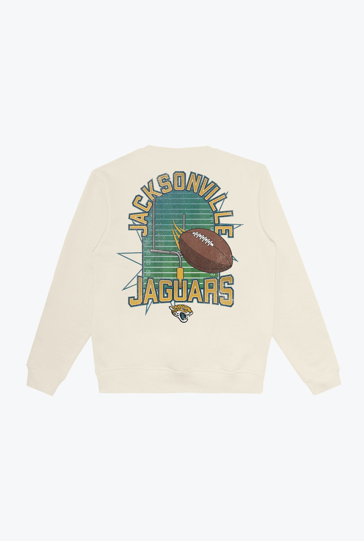 Jacksonville Jaguars Vintage Clubhouse Score Crewneck - Ivory