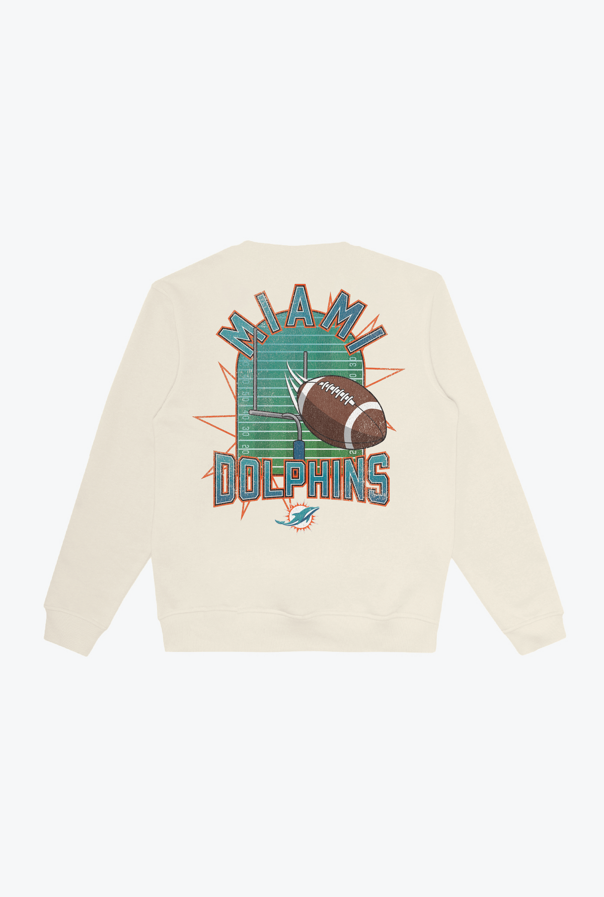 Miami Dolphins Vintage Clubhouse Score Crewneck - Ivory