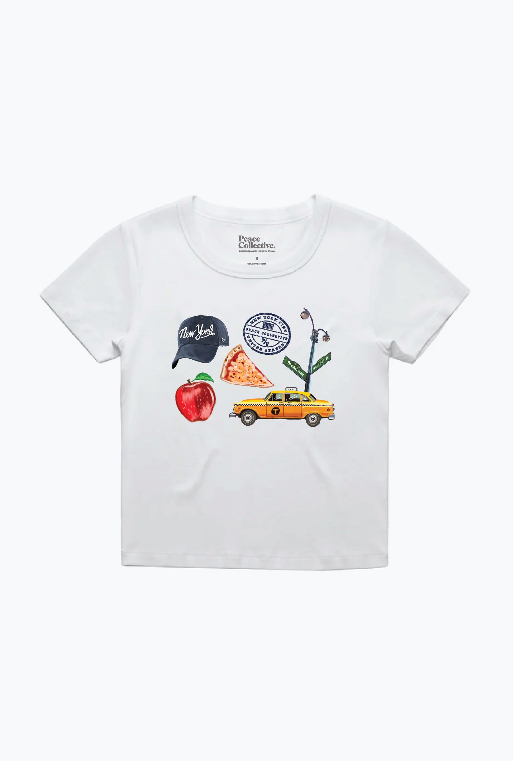 New York City Destination Icons Baby Tee - White
