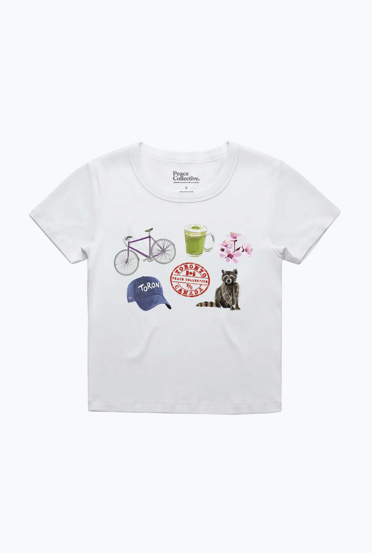 Toronto Destination Icons Baby Tee - White