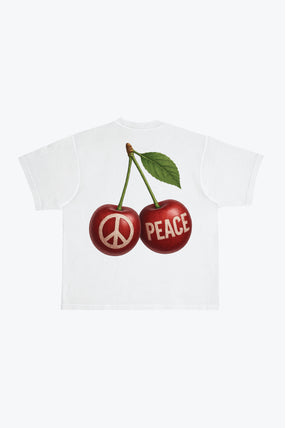 Cherry Peace Heavyweight Garment Dyed T-Shirt - White