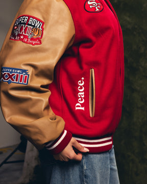 Super Bowl 1989 San Francisco 49ers vs. Cincinnati Bengals Varsity Jacket - Red