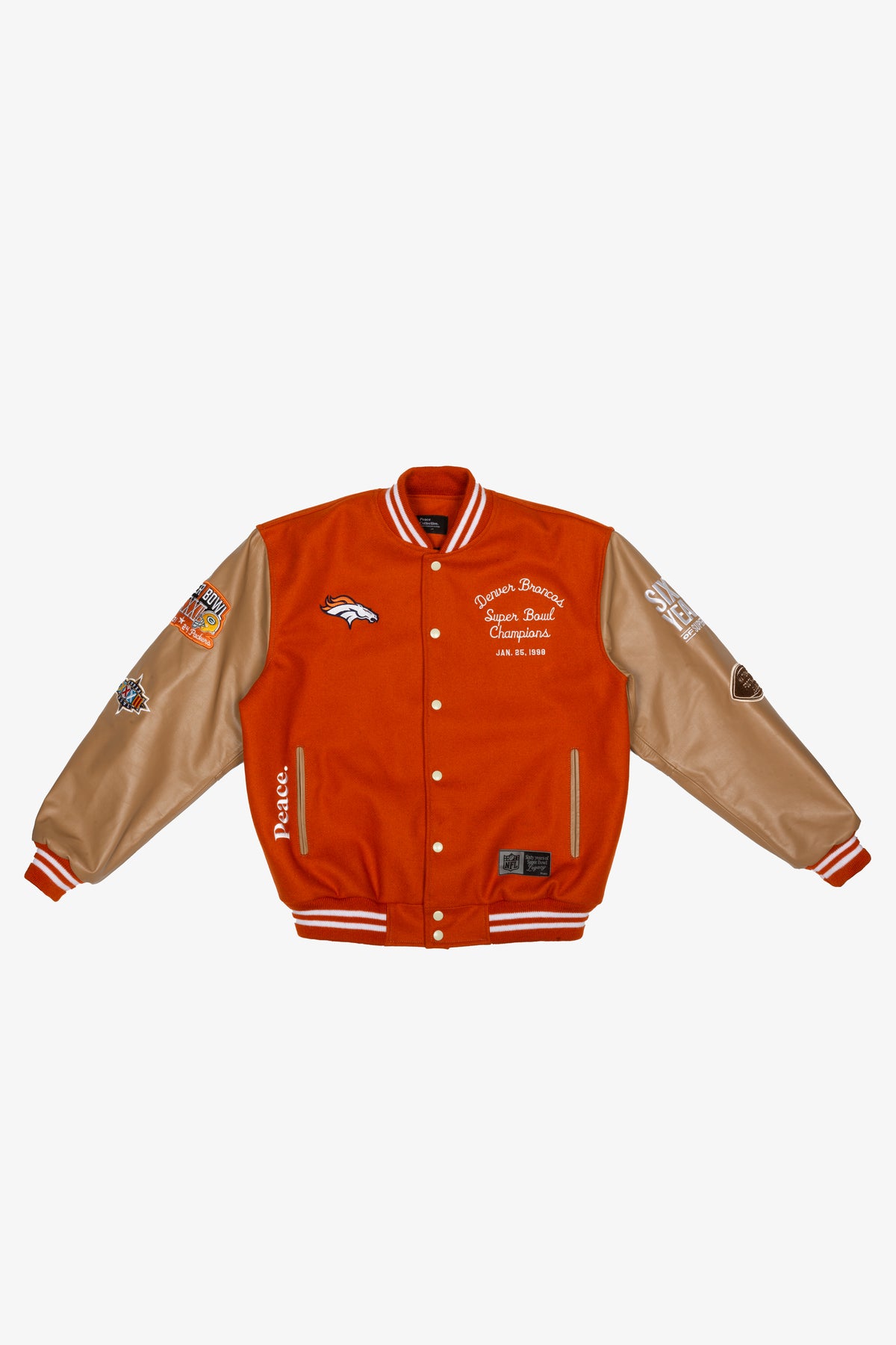 Super Bowl 1998 Denver Broncos vs. Green Bay Packers Varsity Jacket - Orange