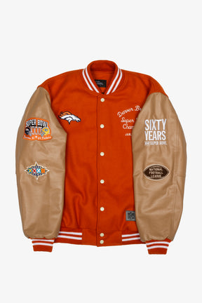 Super Bowl 1998 Denver Broncos vs. Green Bay Packers Varsity Jacket - Orange