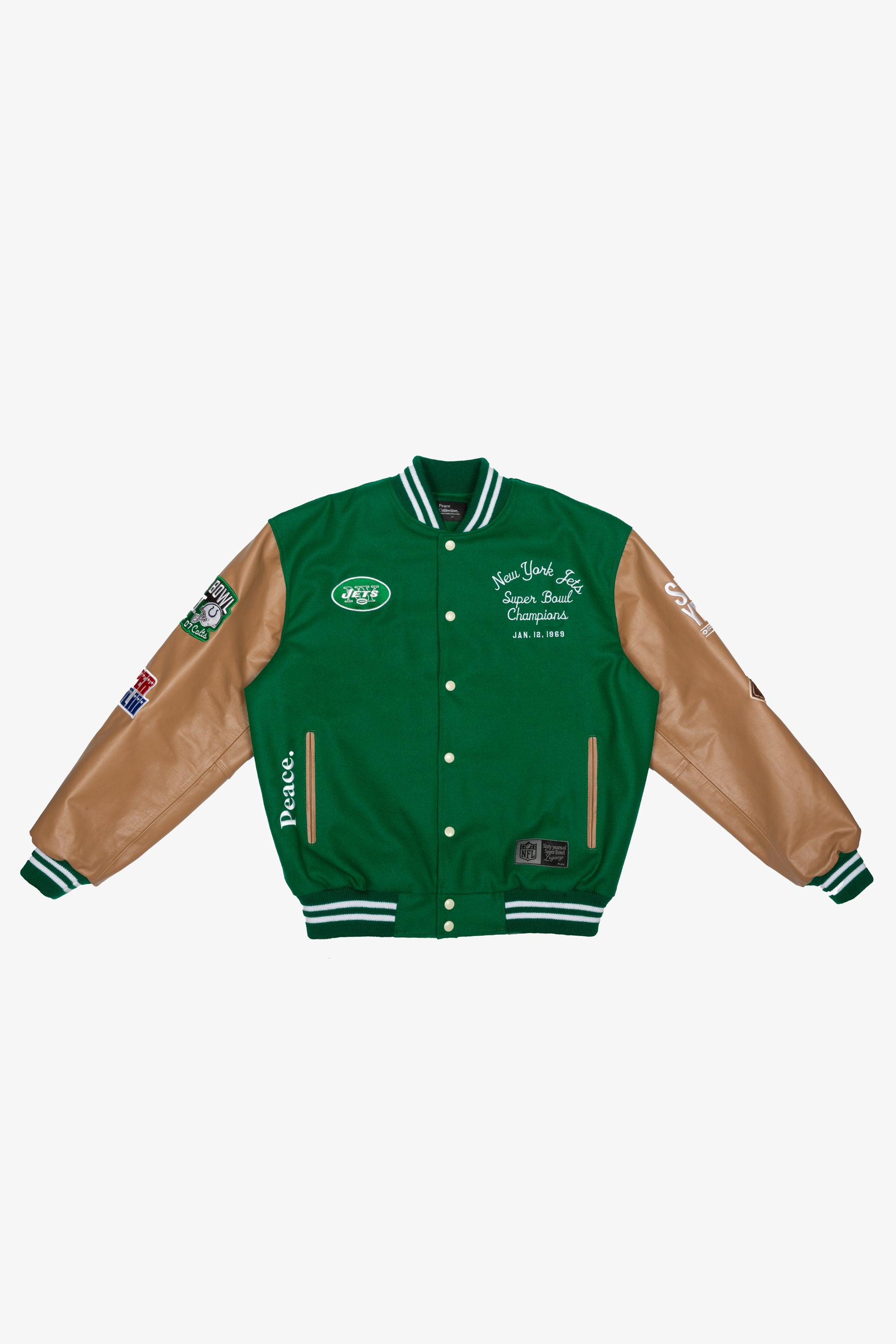 Super Bowl 1969 New York Jets Vs. Baltimore Colts Varsity Jacket - Green