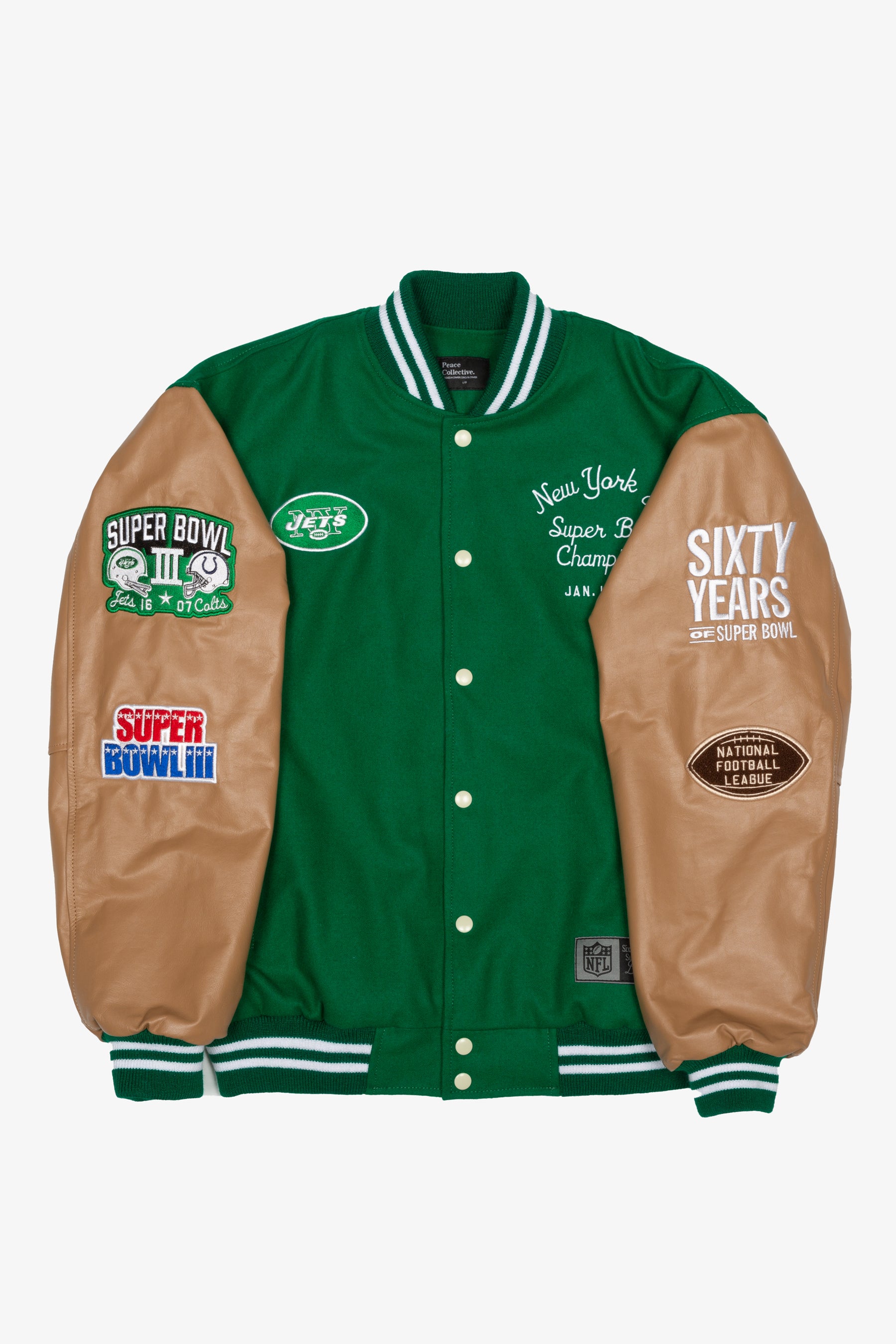 Super Bowl 1969 New York Jets Vs. Baltimore Colts Varsity Jacket - Green