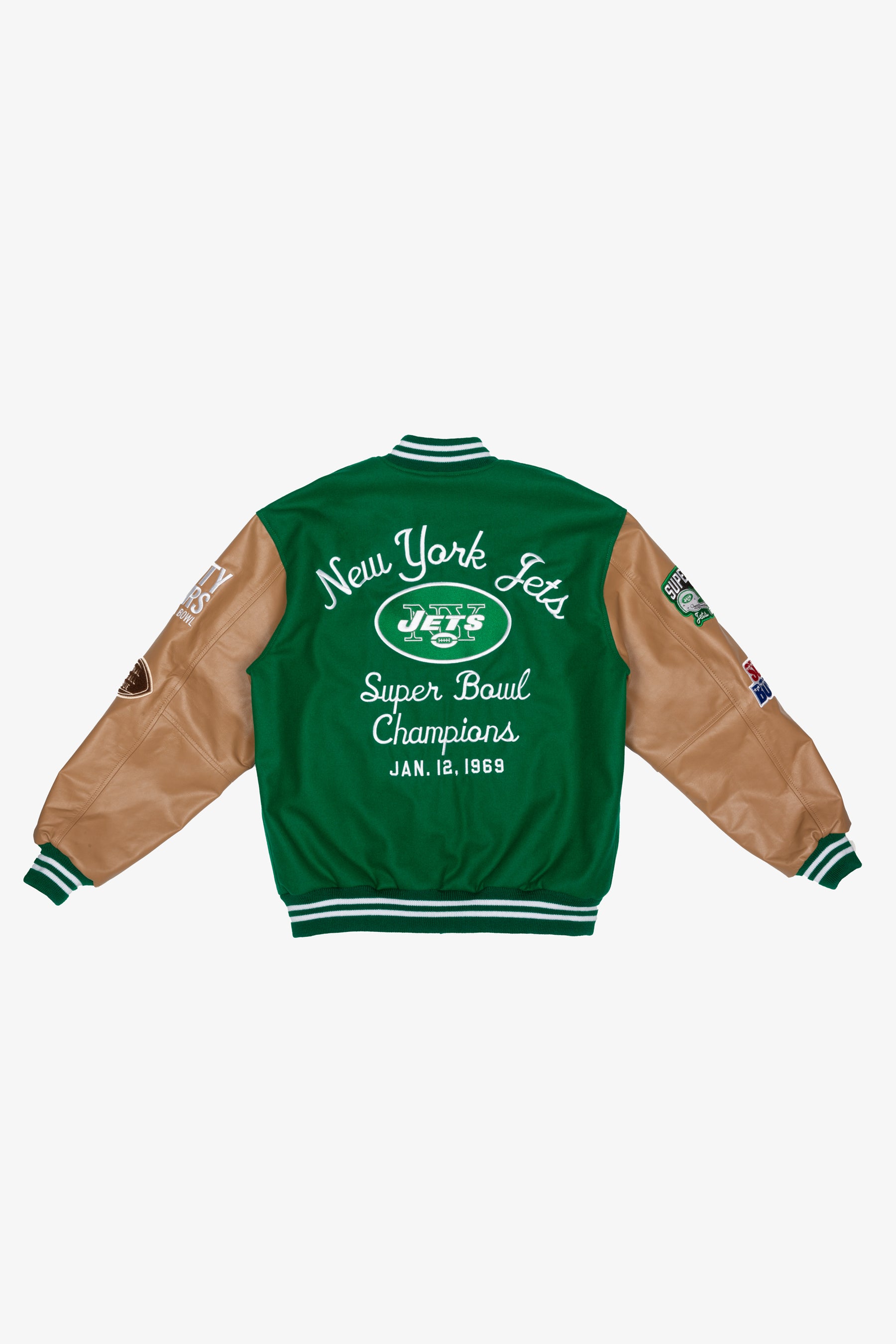 Super Bowl 1969 New York Jets Vs. Baltimore Colts Varsity Jacket - Green