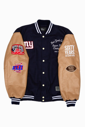 Super Bowl 2008 New York Giants vs. New England Patriots Varsity Jacket - Royal