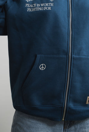 Peace Pigment Dye Heavyweight Full Zip Hoodie - Navy