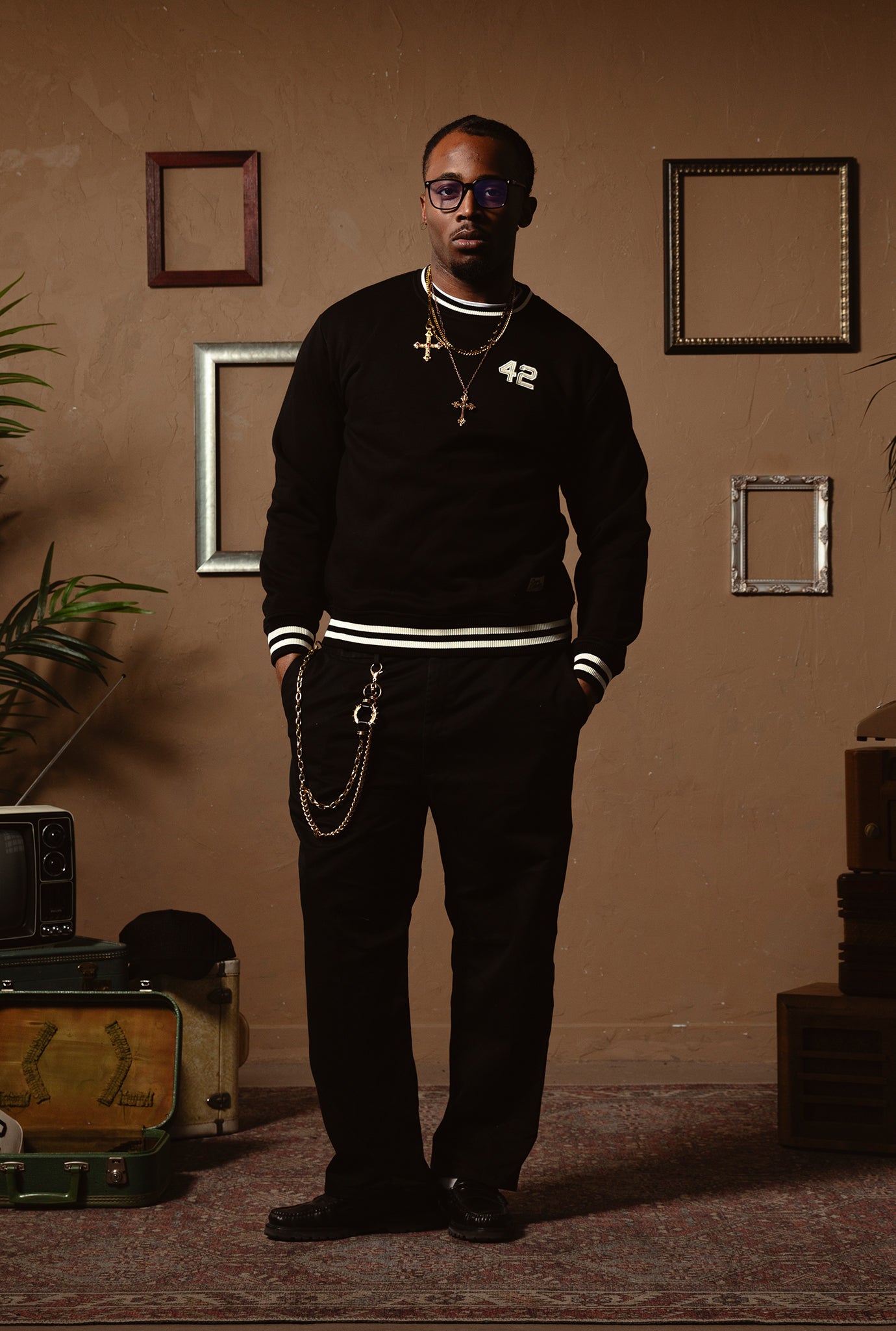 P/C x Jackie Robinson Ribbed Heavyweight Crewneck - Black