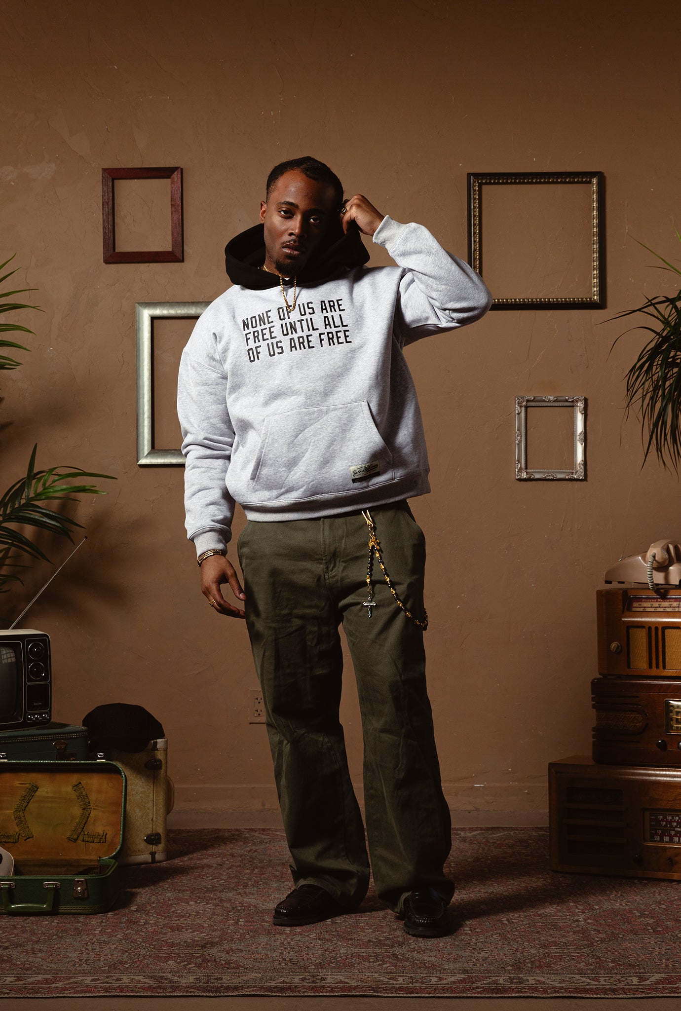 P/C x Jackie Robinson Colour Block Heavyweight Hoodie - Ash