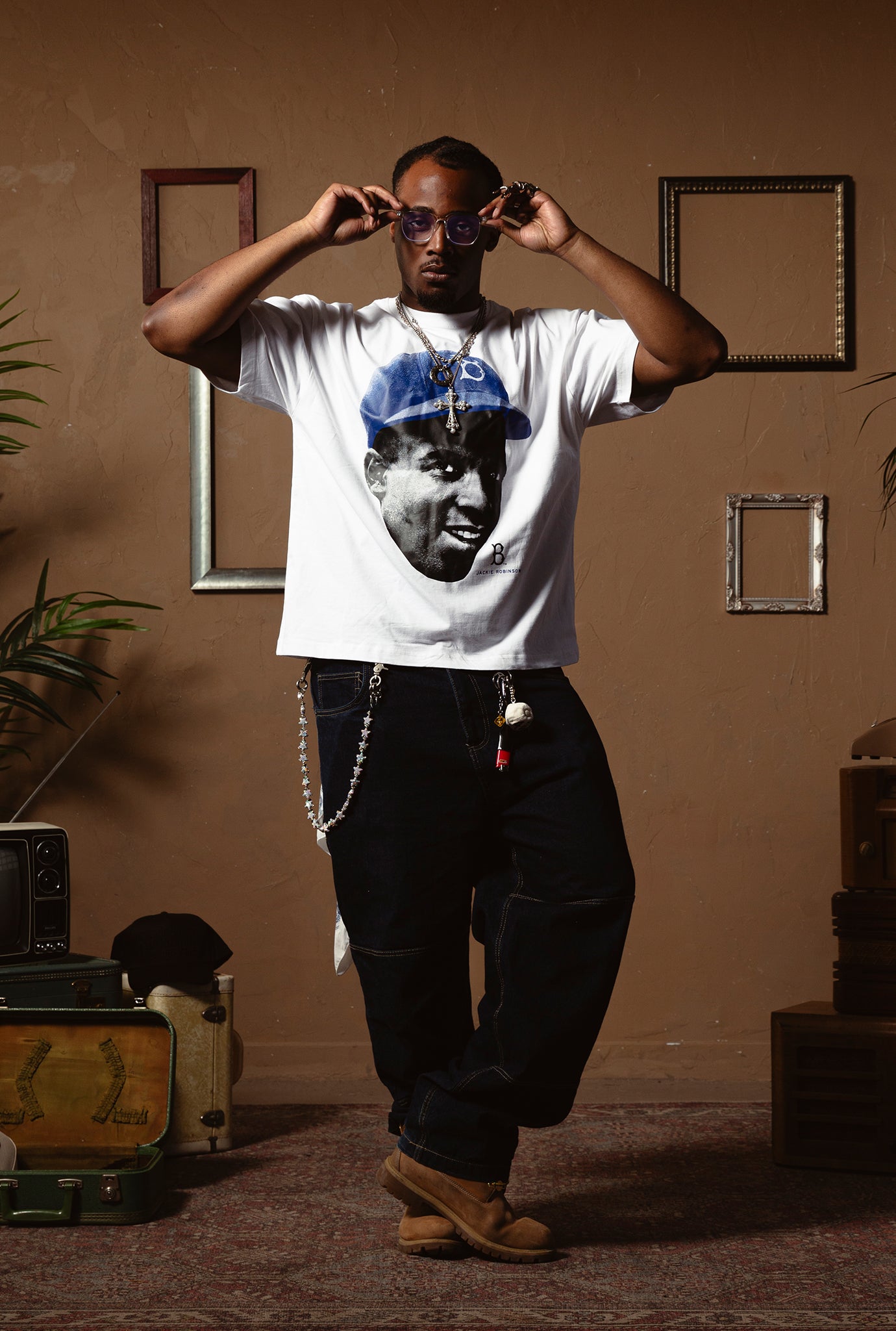 P/C x Jackie Robinson Heavyweight Garment Dyed T-Shirt - White