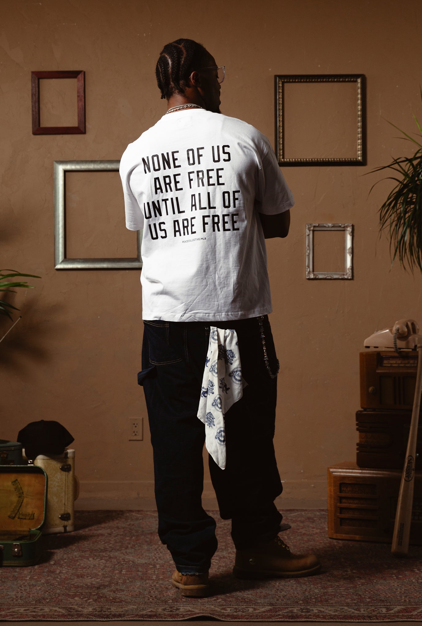 P/C x Jackie Robinson Heavyweight Garment Dyed T-Shirt - White